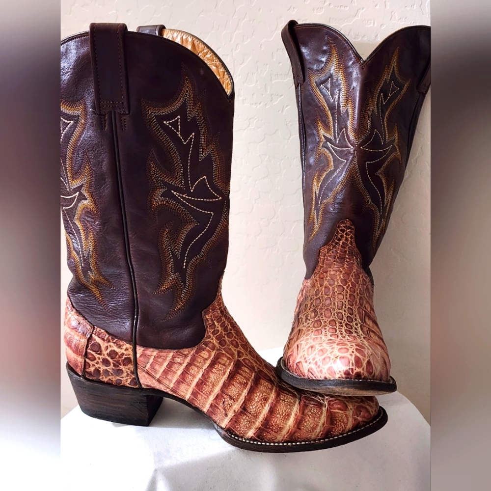 STETSON Handmade in Mexico Brown and Tan Western Cowboy Boots